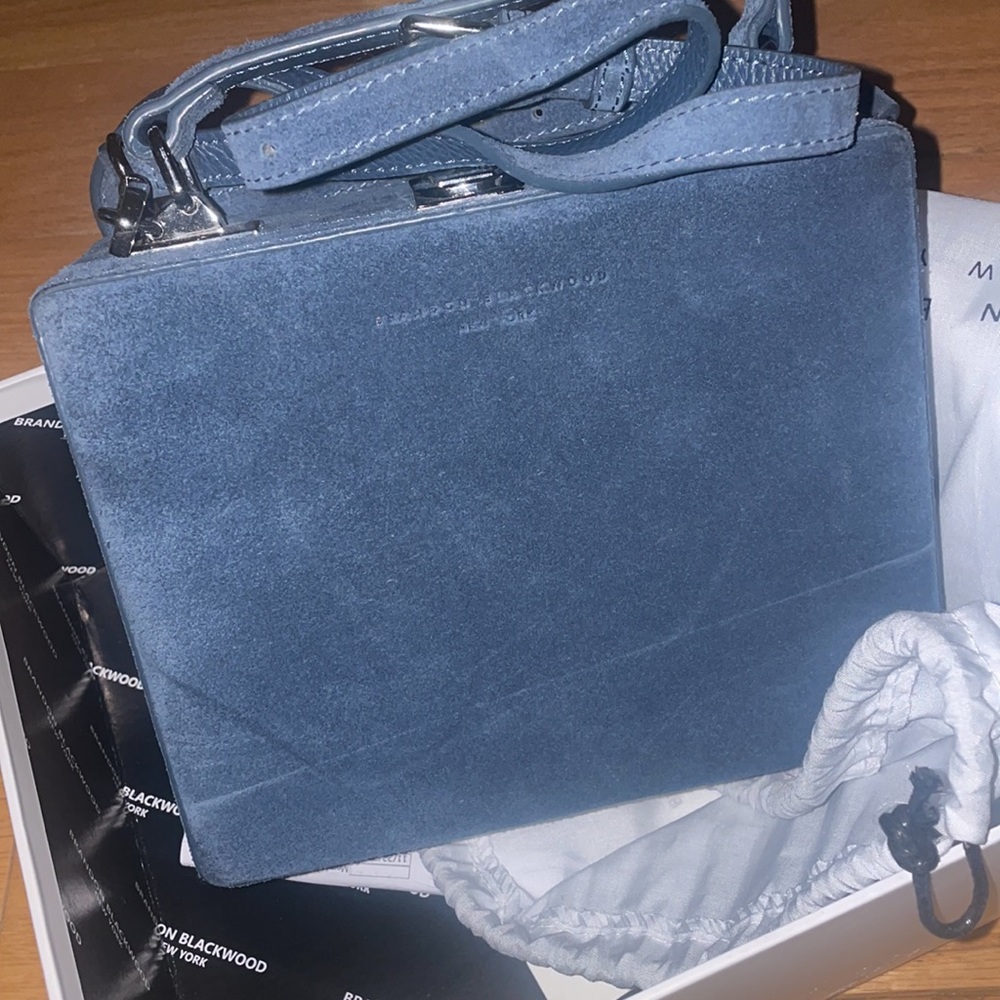 Brandon Blackwood blue suede trunk purse - Picture 3 of 4